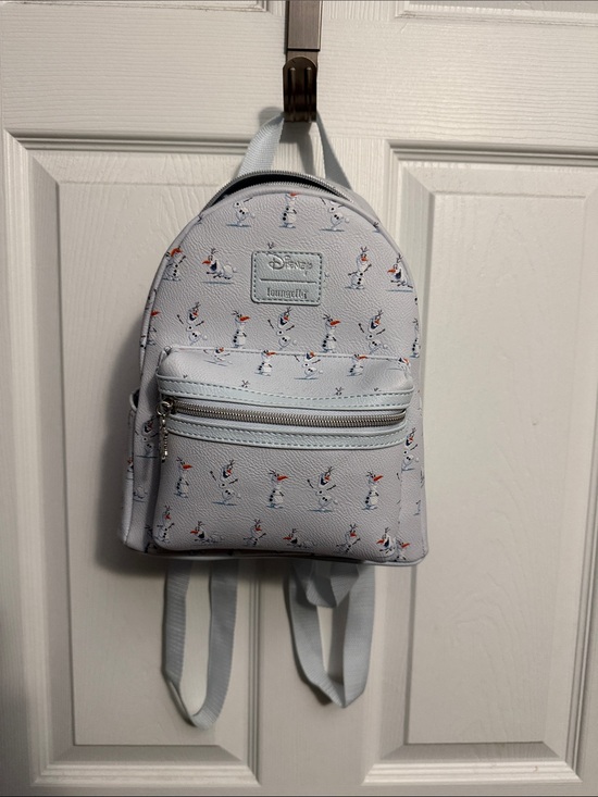 Loungefly Handbags - Loungefly Olaf Mini Backpack - Light Blue with Snowman Print